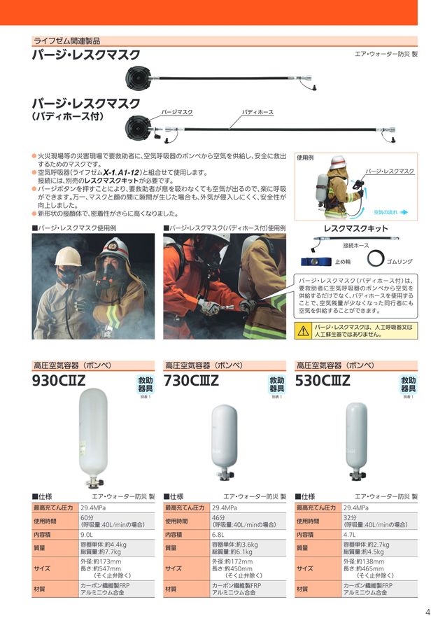 消防向け保護具・機器